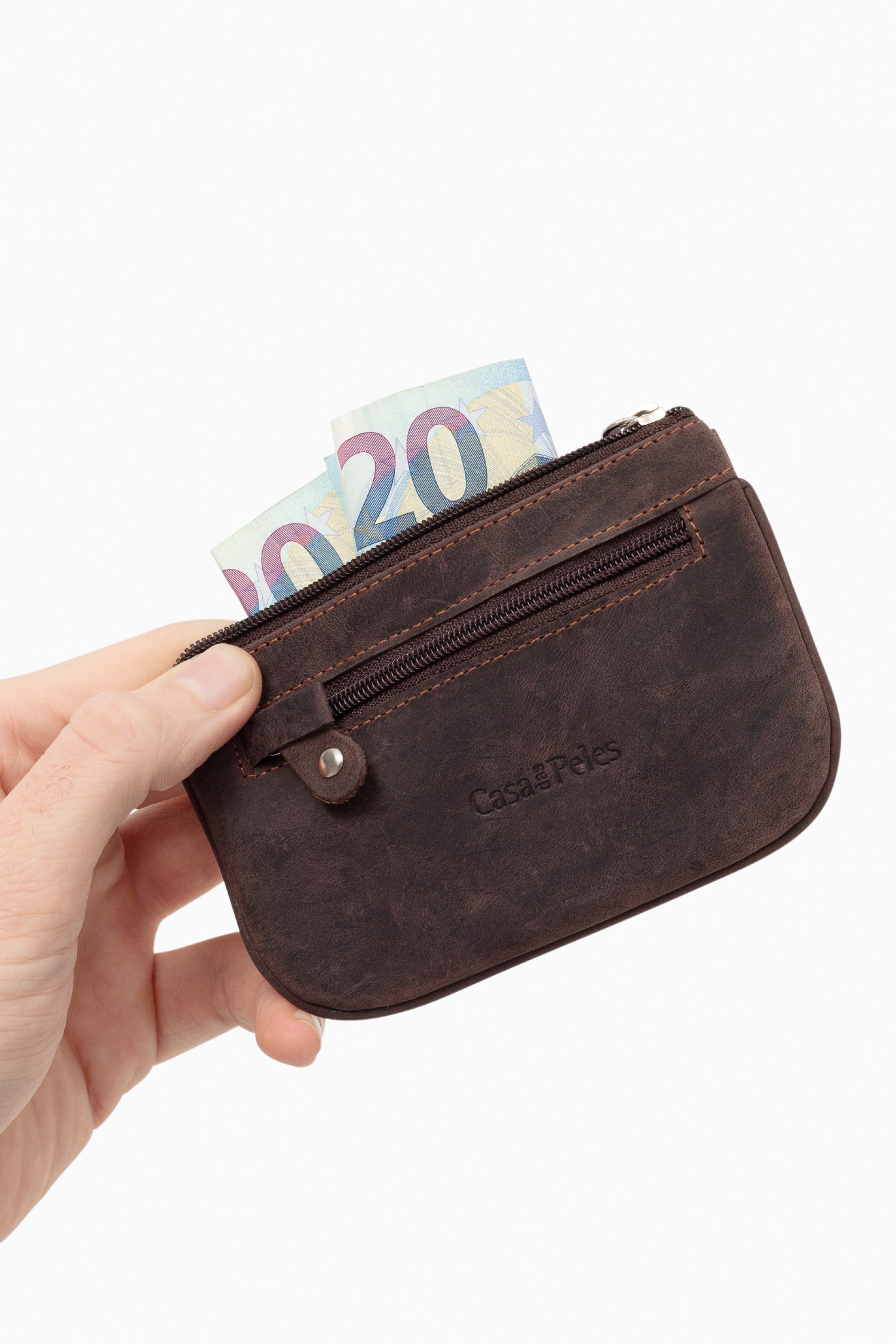 porta moedas em pele