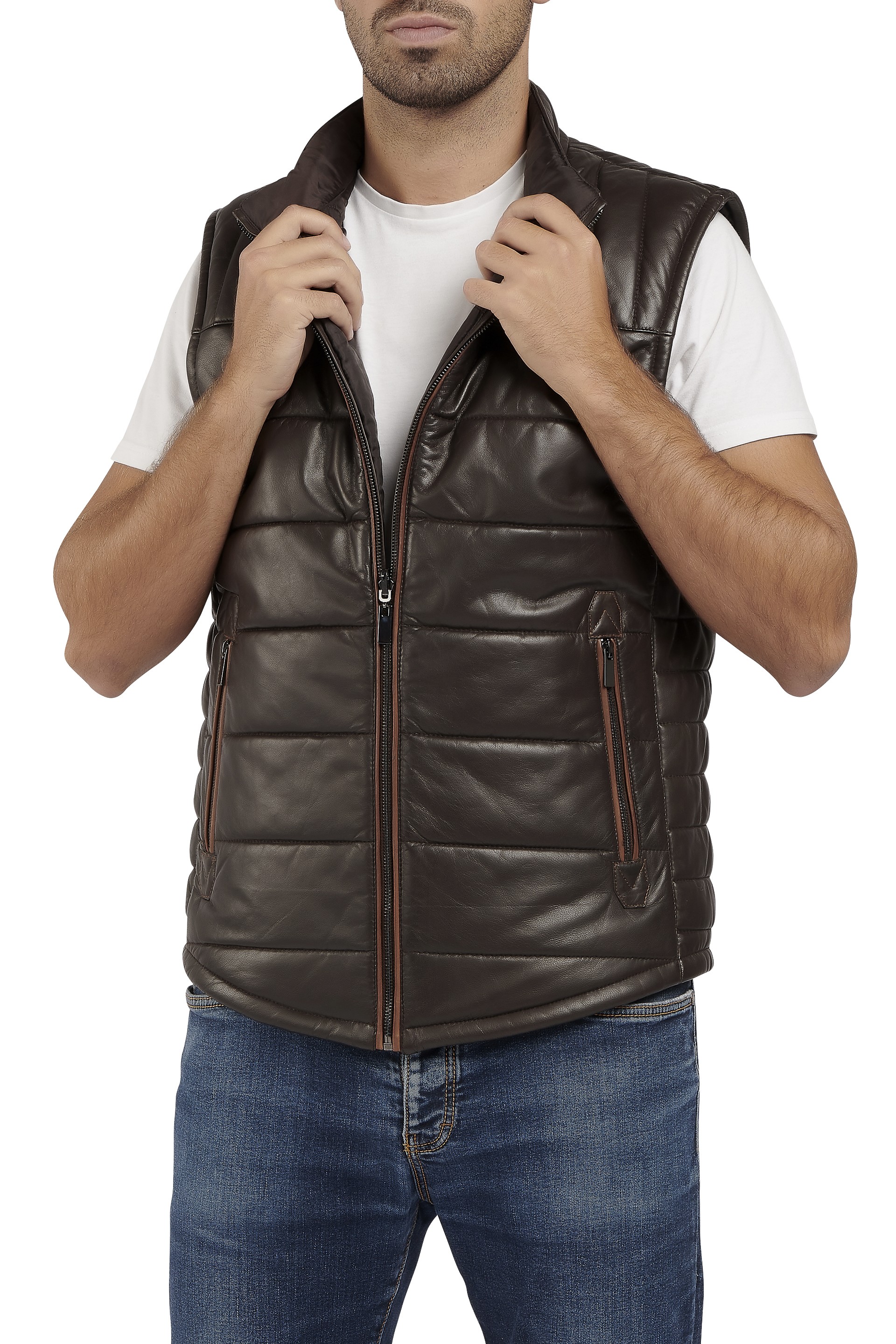 Colete em pele Safari