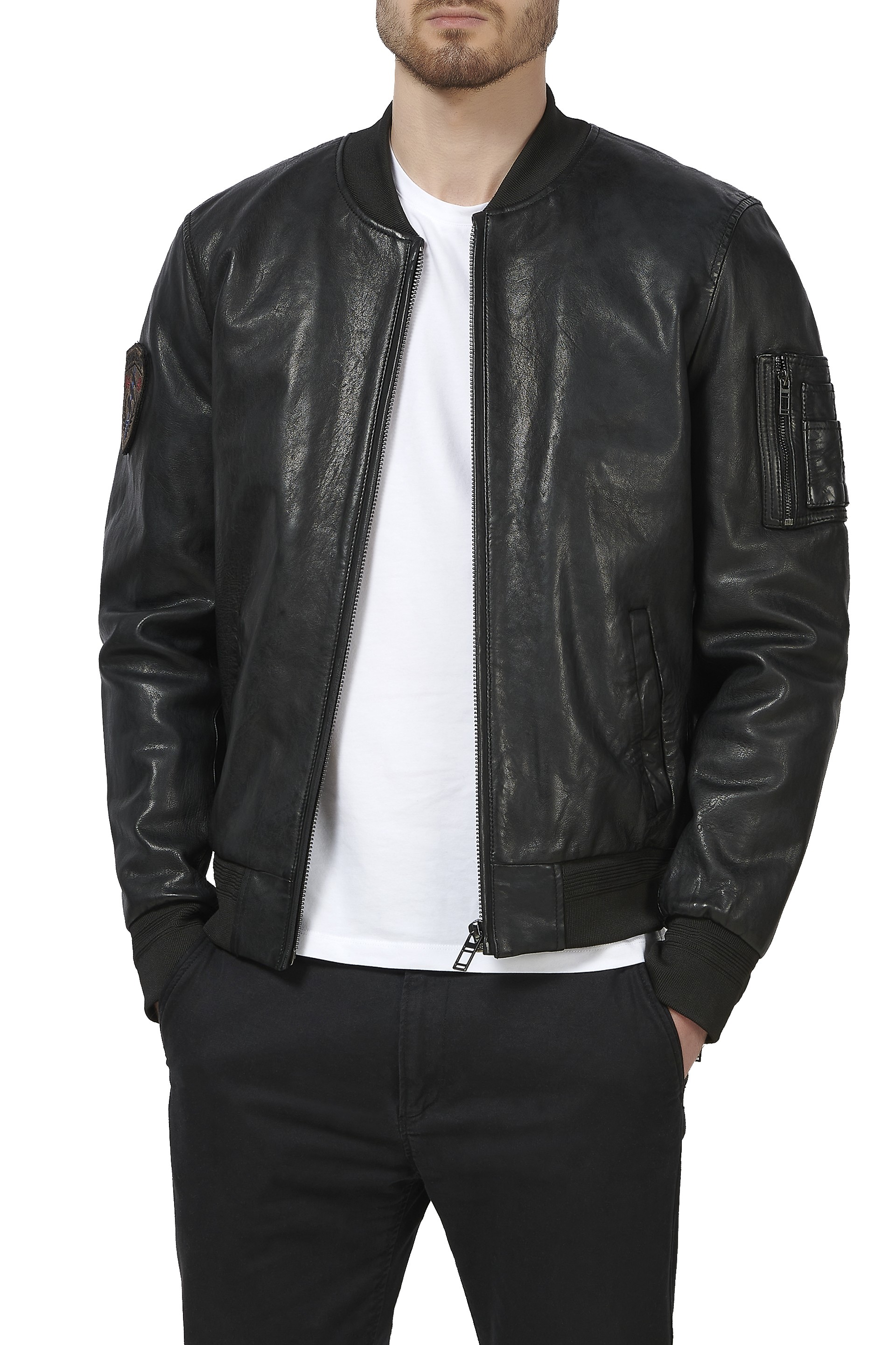 Blusão em pele Flying Sq