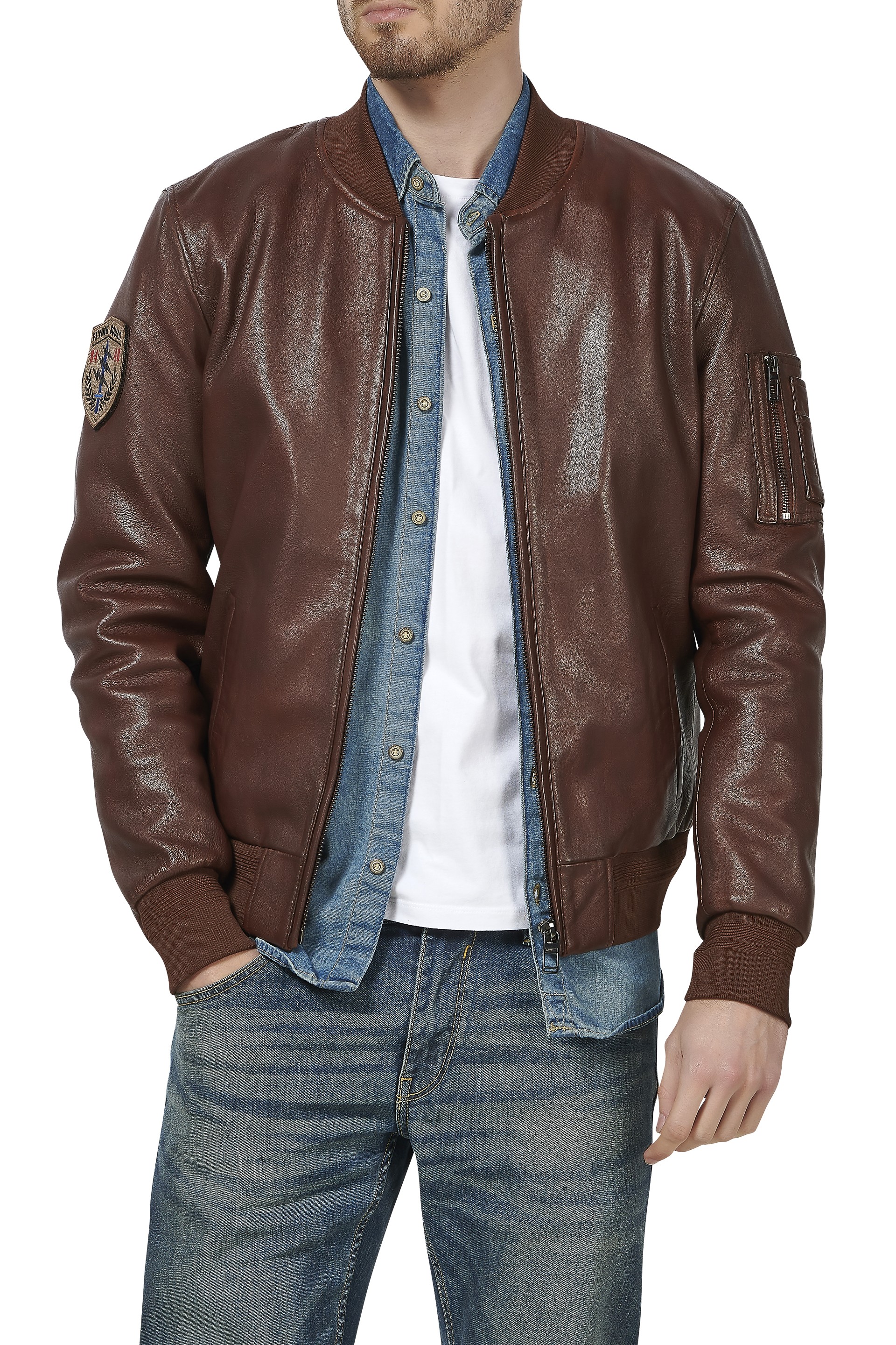 Blusão em pele Flying Sq