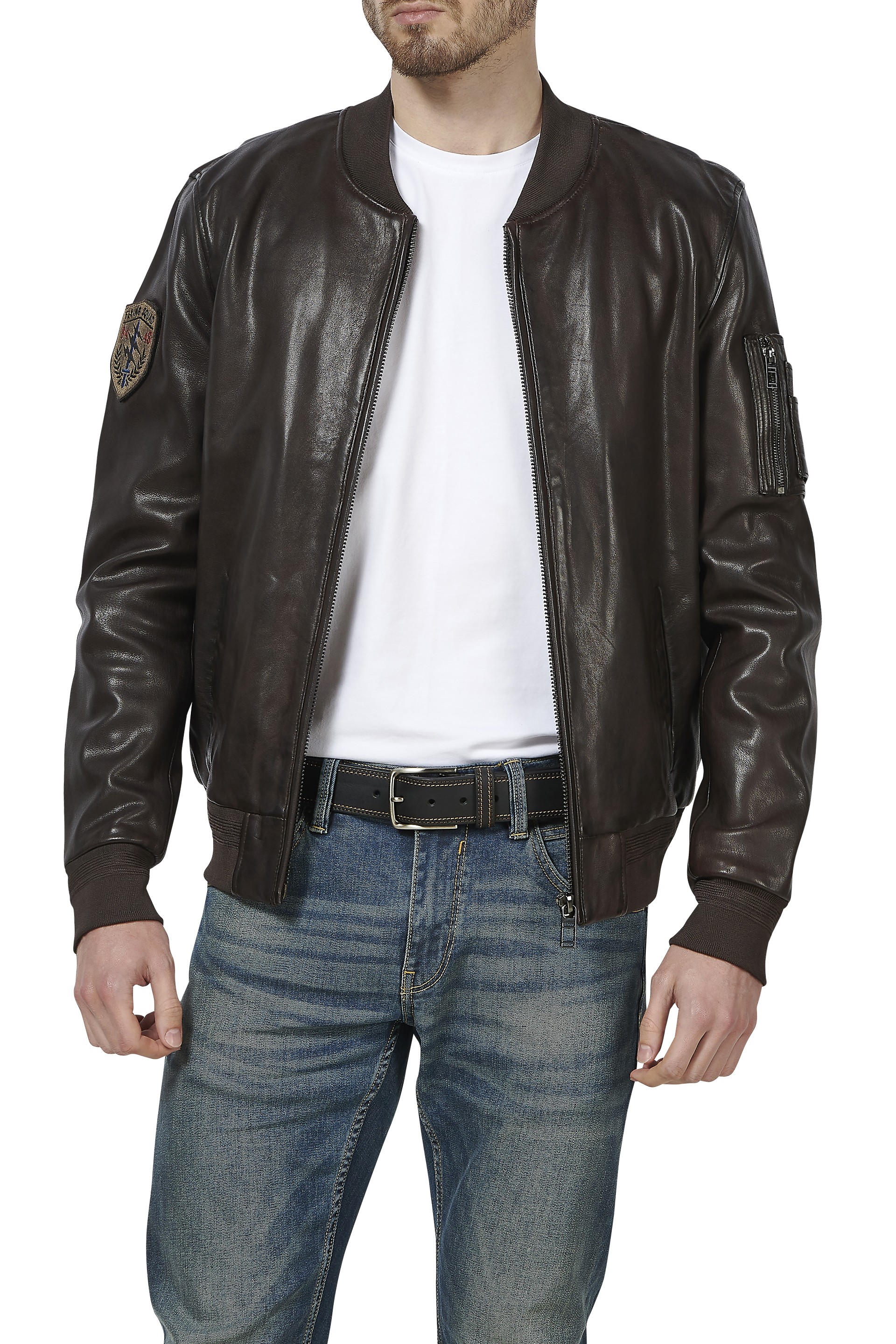 Blusão em pele Flying Sq