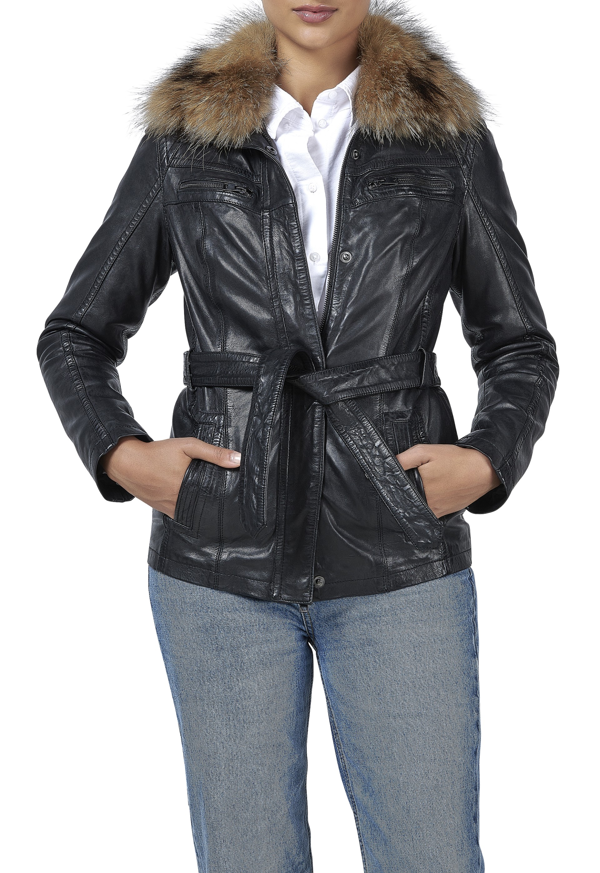 Casaco em pele Anabela