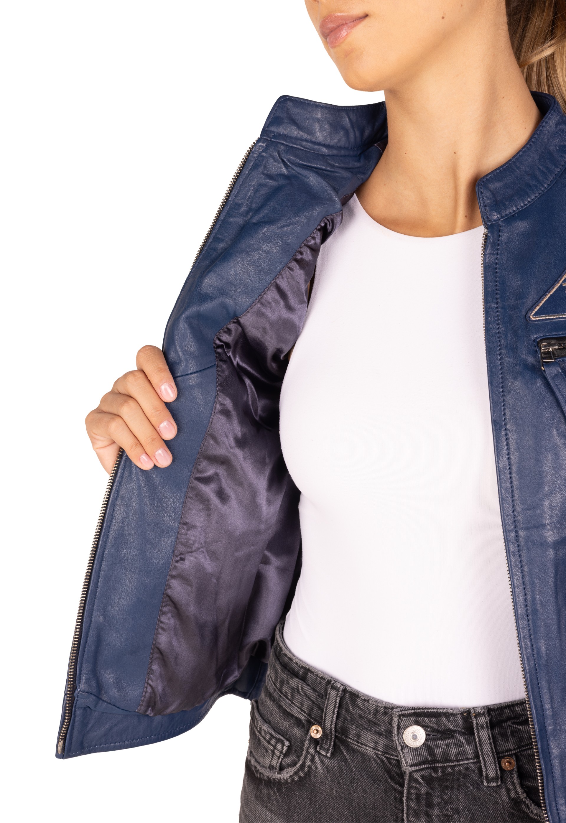 Blusão em pele Racer Lady