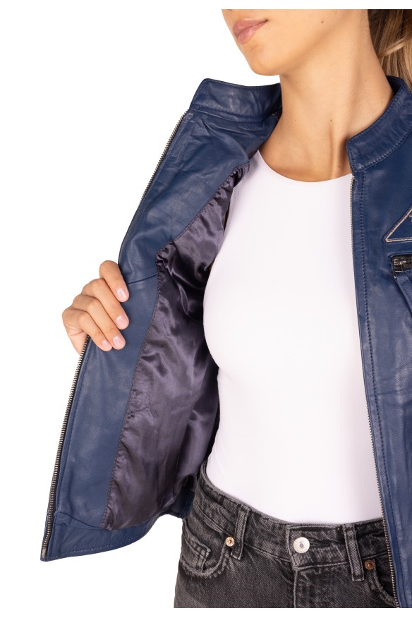 Blusão em pele Racer Lady