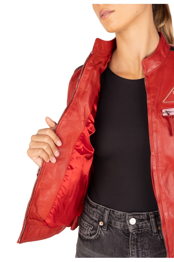 Blusão em pele Racer Lady