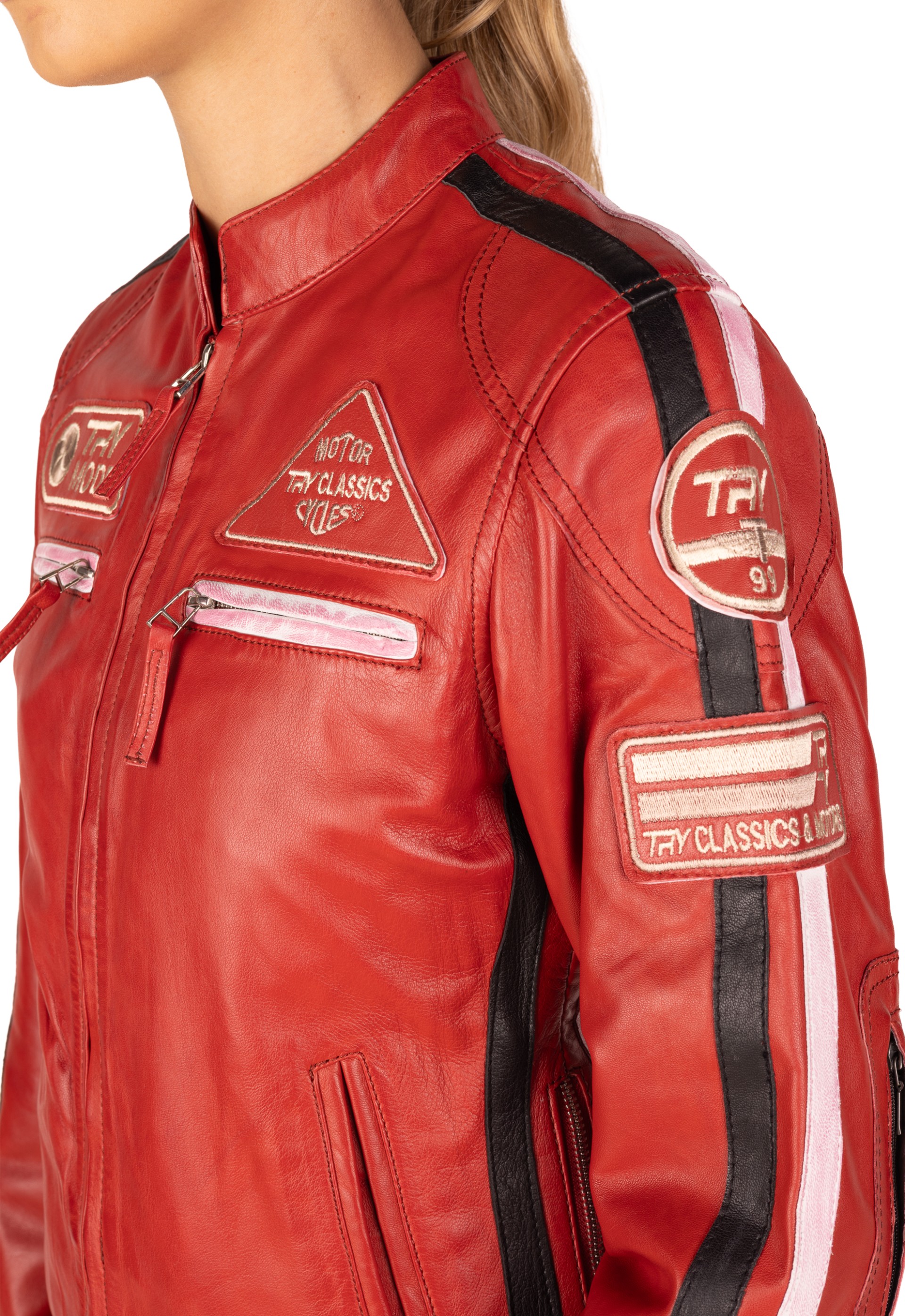 Blusão em pele Racer Lady