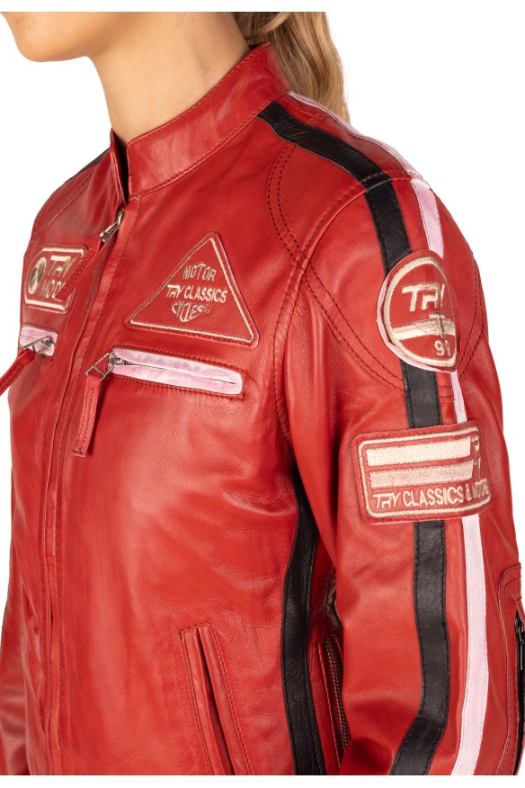 Blusão em pele Racer Lady