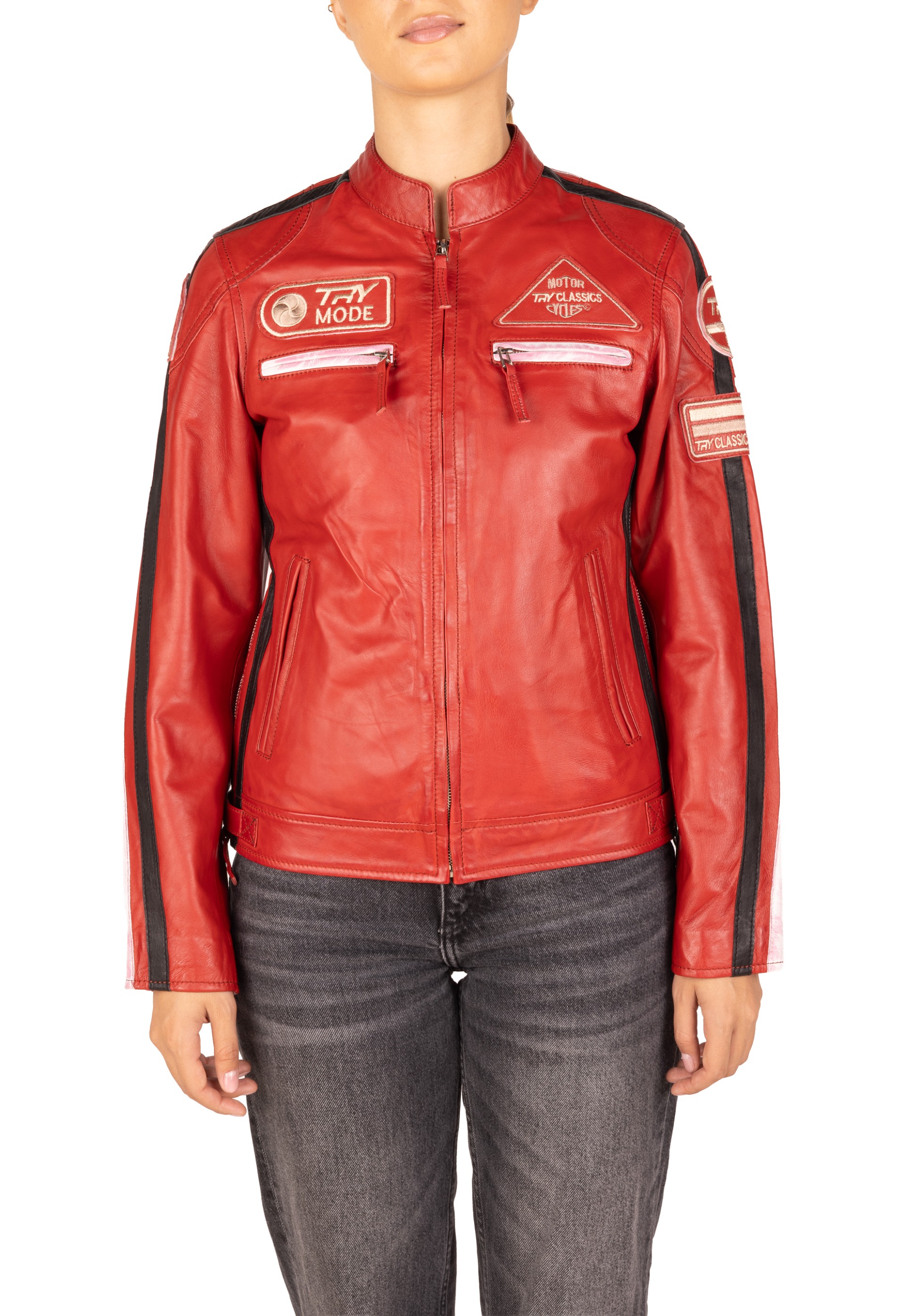 Blusão em pele Racer Lady