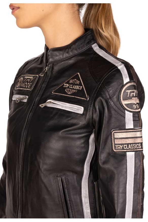 Blusão em pele Racer Lady