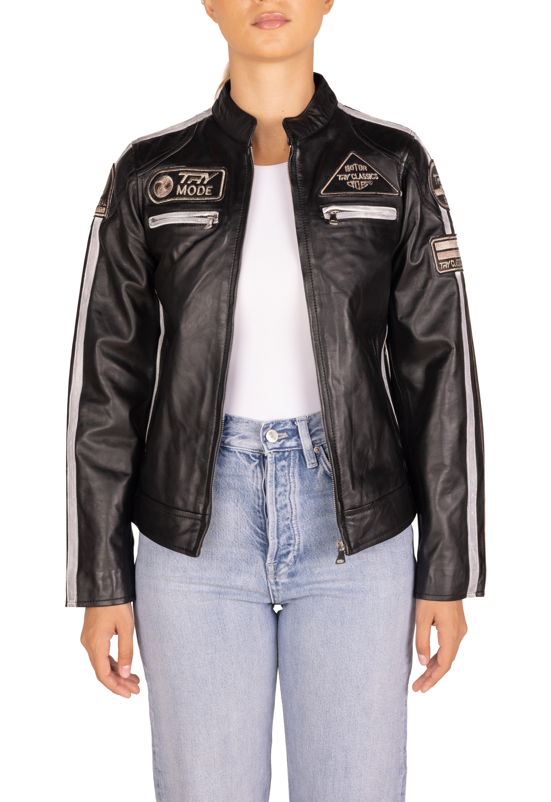 Blusão em pele Racer Lady