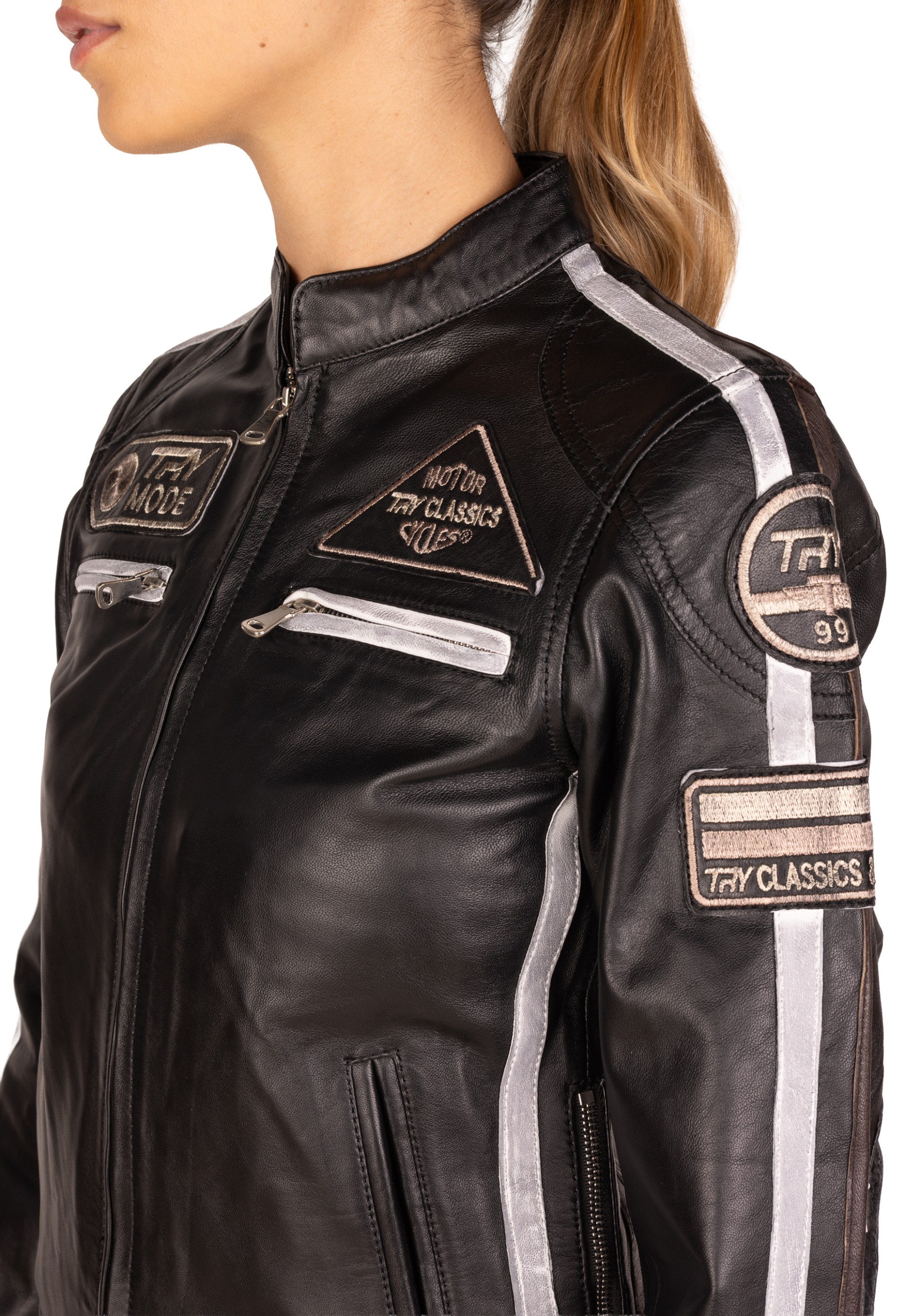 Blusão em pele Racer Lady