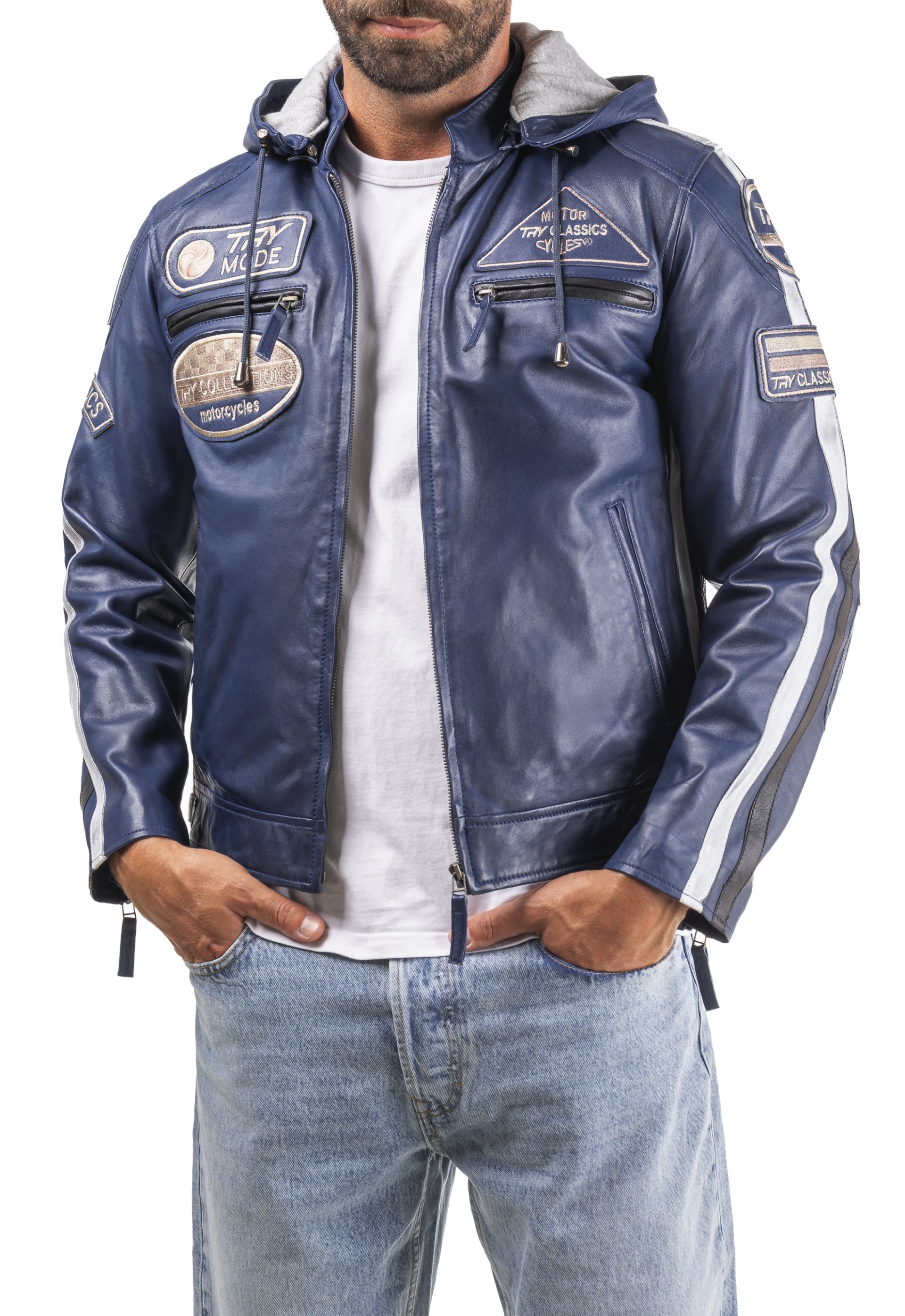 Blusão pele Racer Hood