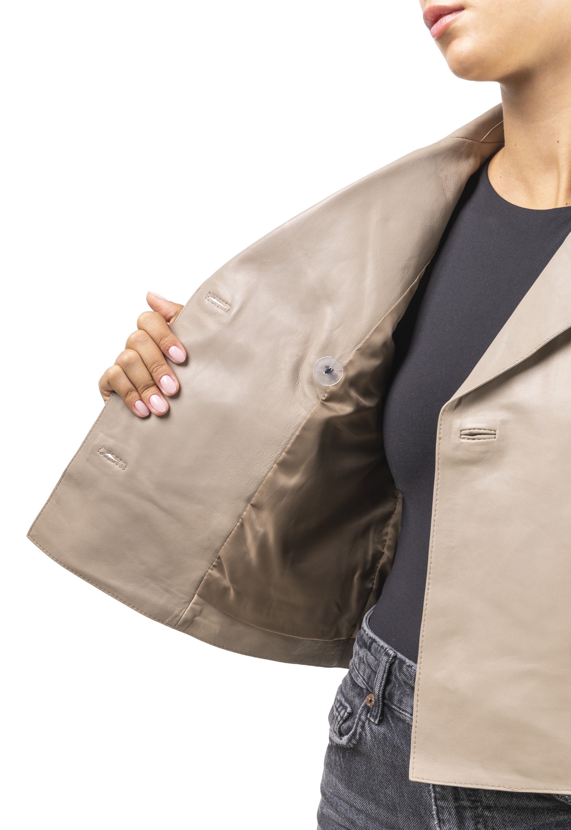 Gabardine em pele Rosário