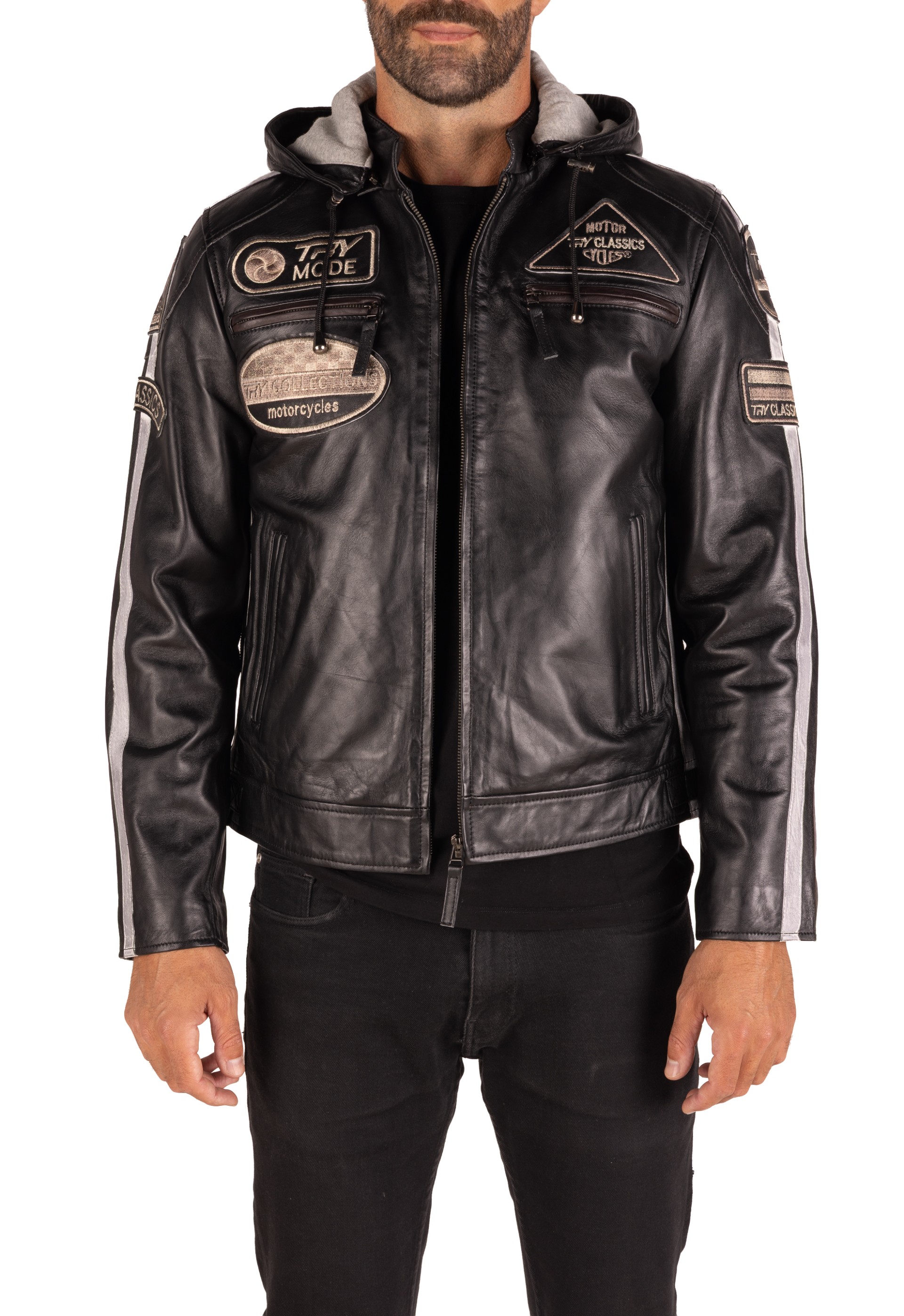 Blusão pele Racer Hood