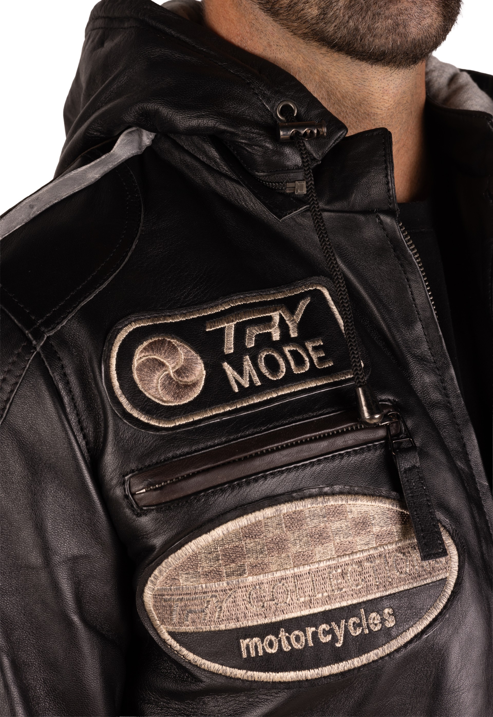 Blusão pele Racer Hood