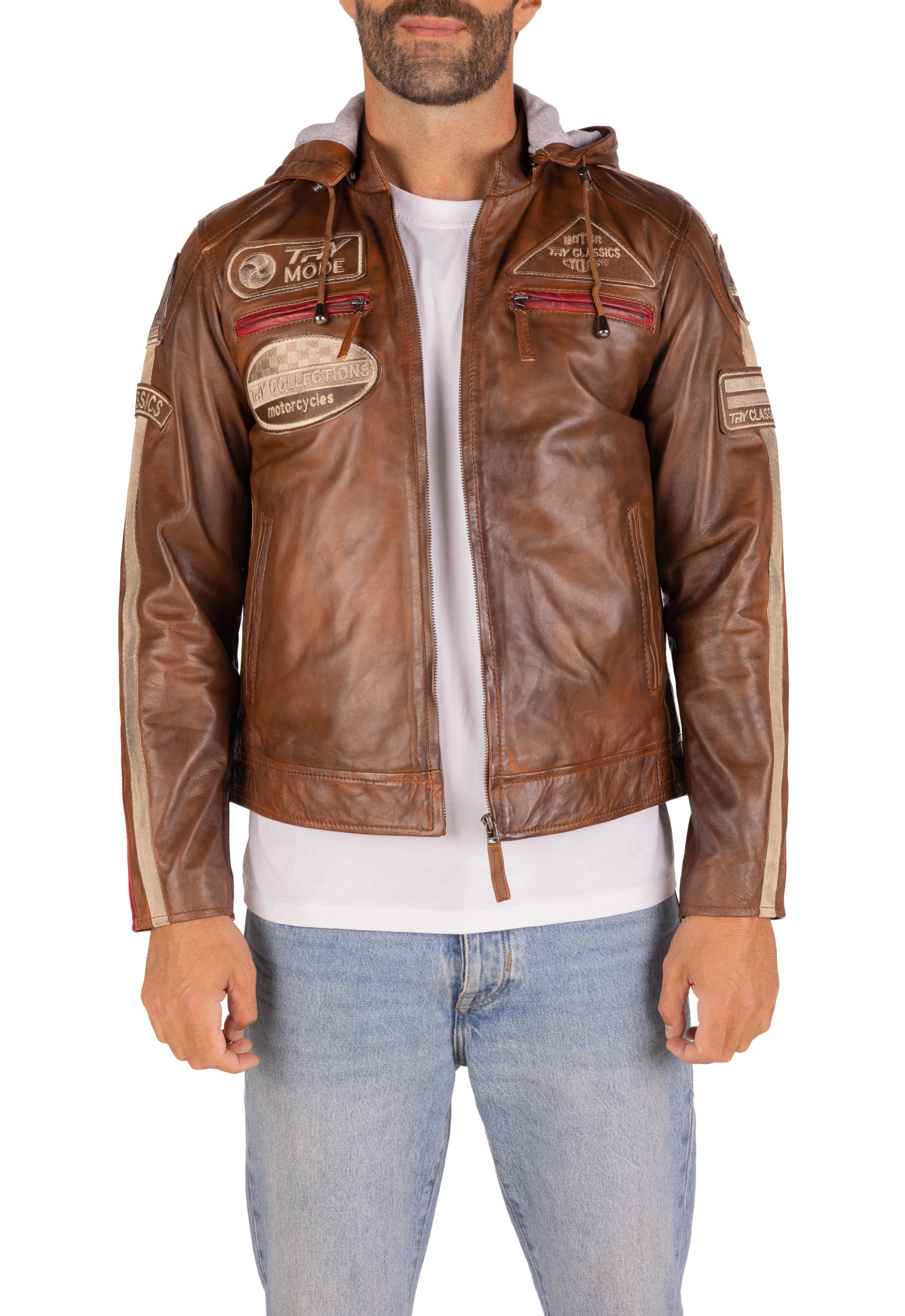 Blusão pele Racer Hood