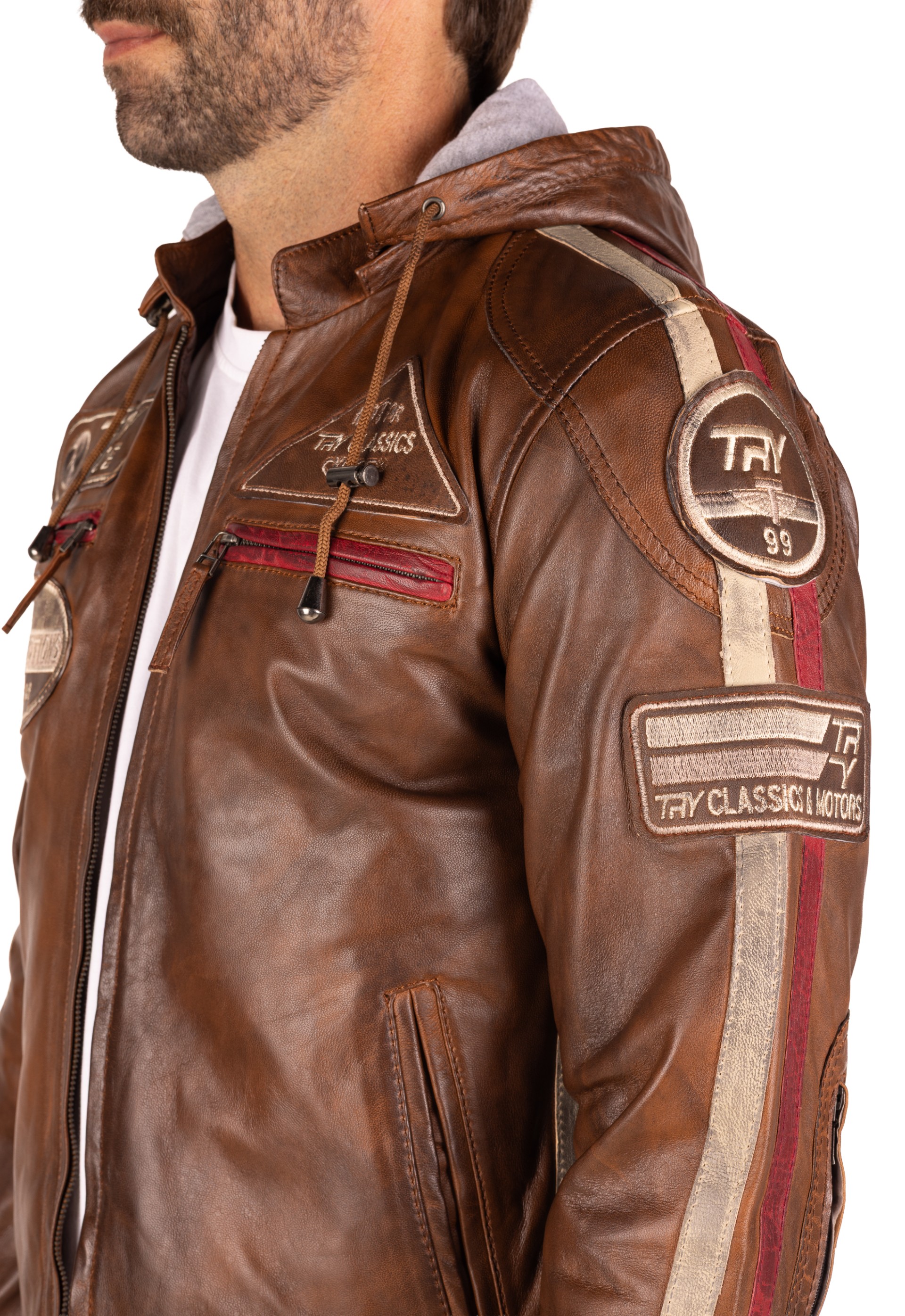 Blusão pele Racer Hood