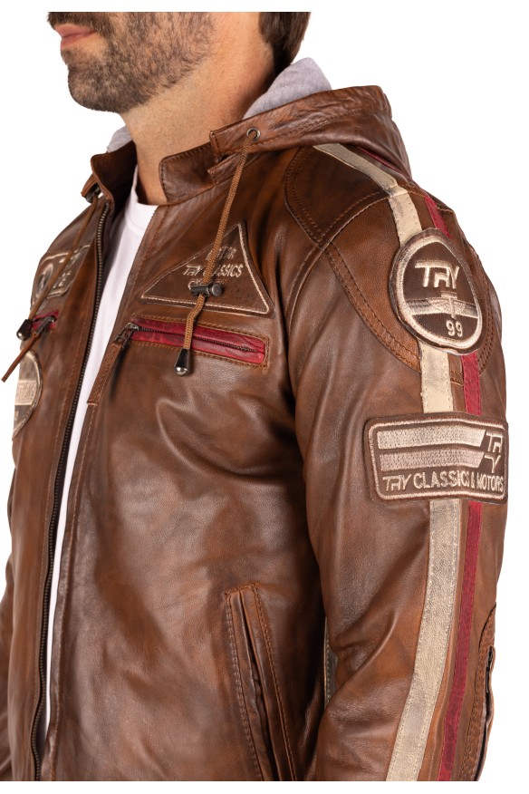 Blusão pele Racer Hood